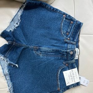 Abercrombie high rise dark 90’s relaxed cutoff Jean shorts size 27/4